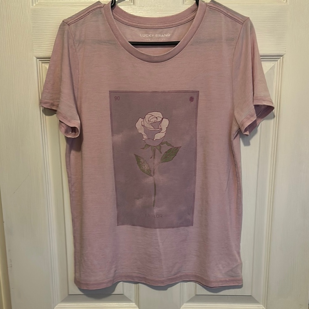 Lucky Brand Pink and Purple Short Sleeve Tee